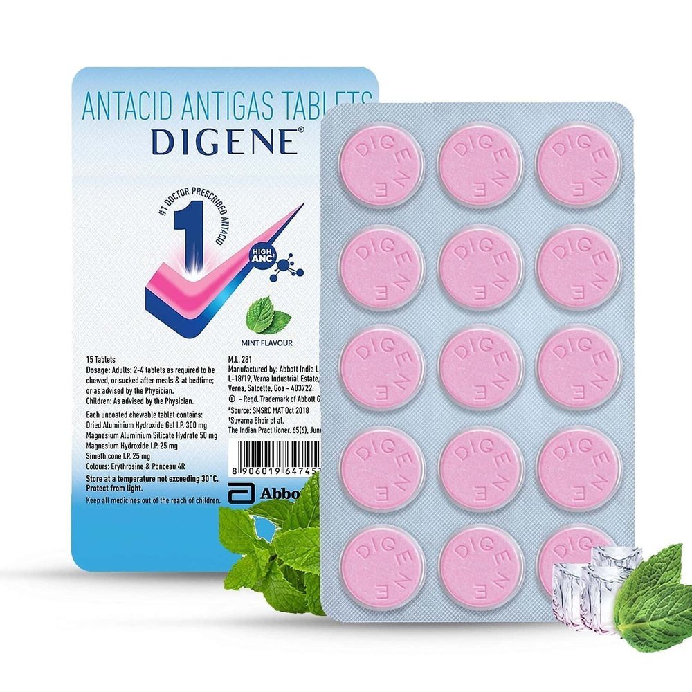 Digene Acidity & Gas Relief Tablets 15s- Mint Flavour