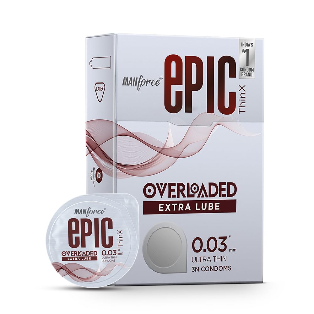 Manforce Epic ThinX Overloaded Ultra Thin Extra Lube Condoms with Easy Peel Pack 3 Sheets