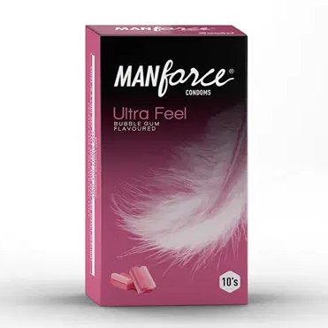 Manforce Ultra Feel Super Thin Bubble Gum Flavoured Condom With Thickness Of 0.05mm 10 pcs