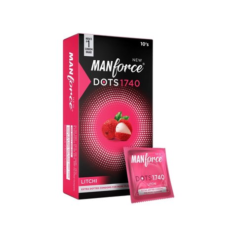 Manforce Extra Dotted | 1740 Dots Litchi Flavoured Condoms 10 pcs