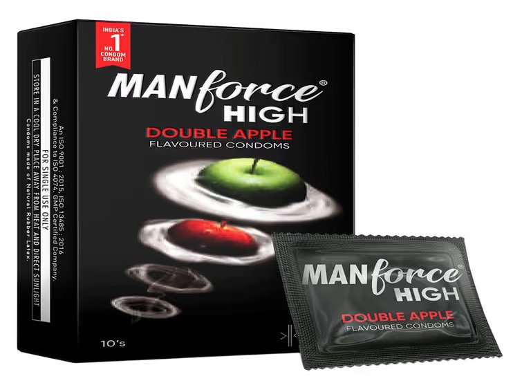 Manforce High Double Apple Flavour Condoms for Men, 3 Count