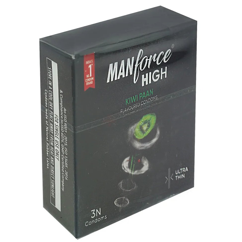 Manforce High Kiwi Paan Flavour Condoms for Men, 3 Count