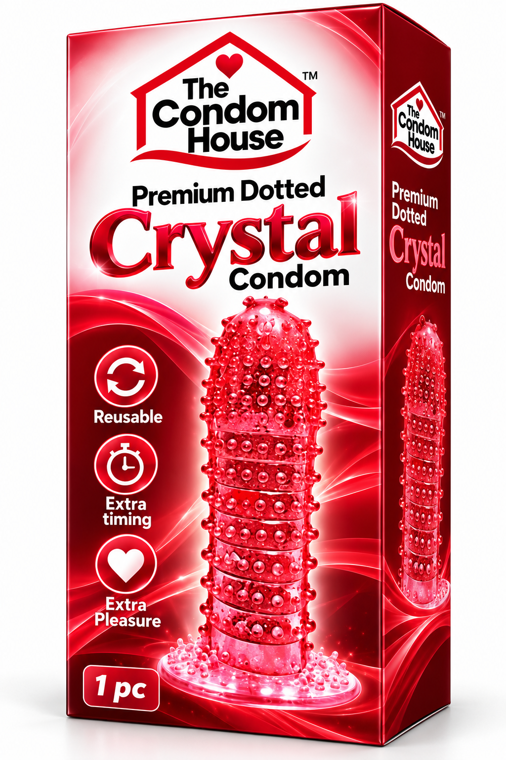 Crystal Washable Reusable Silicone Dotted Condom
